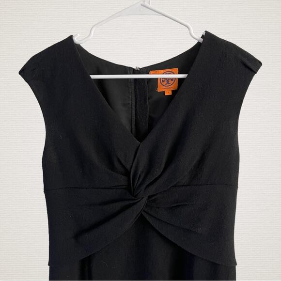 Tory Burch Patrice Twist Front Sheath Dress Sz 4 Black Classic Workwear Cocktail - Picture 6 of 13